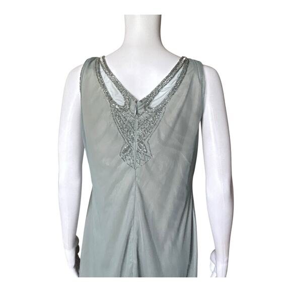 ADRIANNA PAPELL Womens Size US 10 Sage Green Sleeveless Beaded Evening Dress NWT - Picture 6 of 12